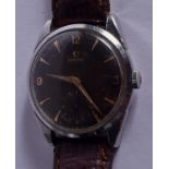 A VINTAGE OMEGA COPPER DIAL WRISTWATCH. 3.25 cm diameter.