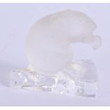 A NACHTMANN GLASS MOUSE AND CHEESE PAPERWEIGHT. 3.5 cm x 4 cm.