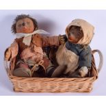 A PAIR OF EARLY STEIFF MECKI AND MICKI BEARS. 20 cm high.