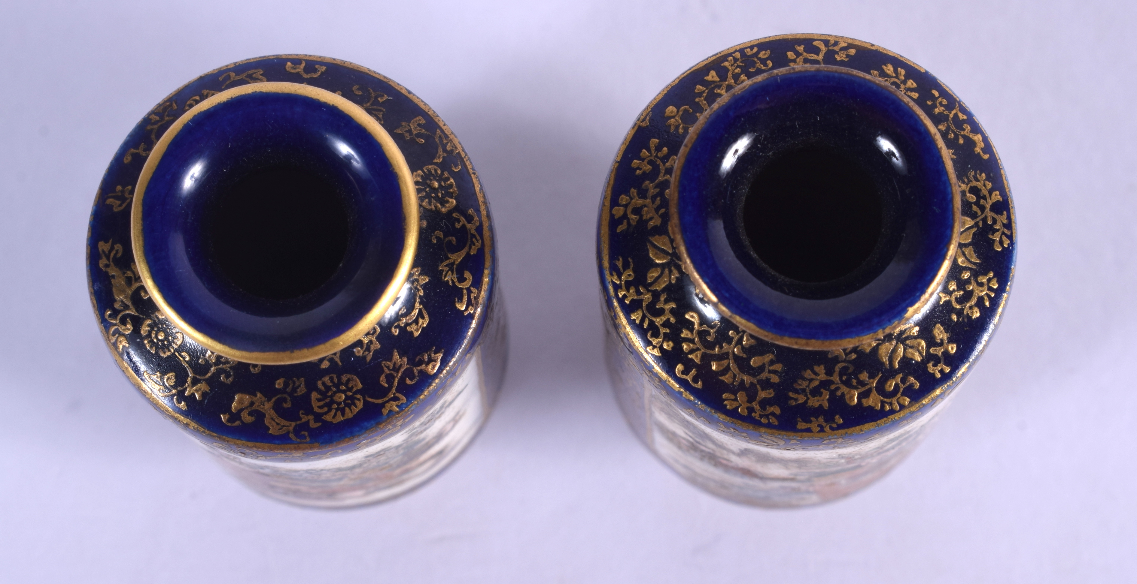 A FINE MINIATURE PAIR OF 19TH CENTURY JAPANESE MEIJI PERIOD SATSUMA VASES painted with figures. 6.75 - Image 3 of 4