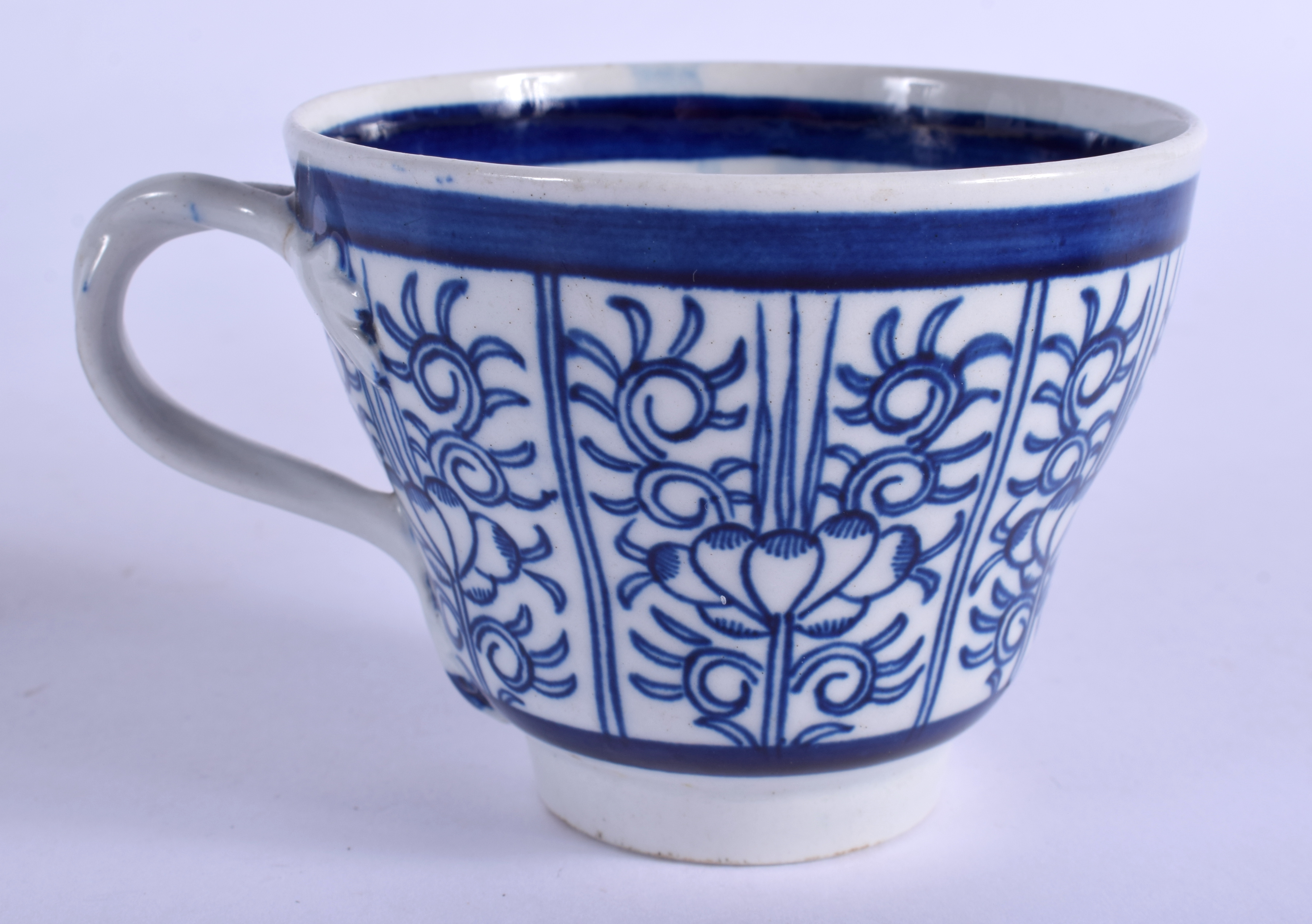 Early 19th c. Worcester Barr period ogee shaped cup with entwined handle and saucer painted with the - Image 2 of 3