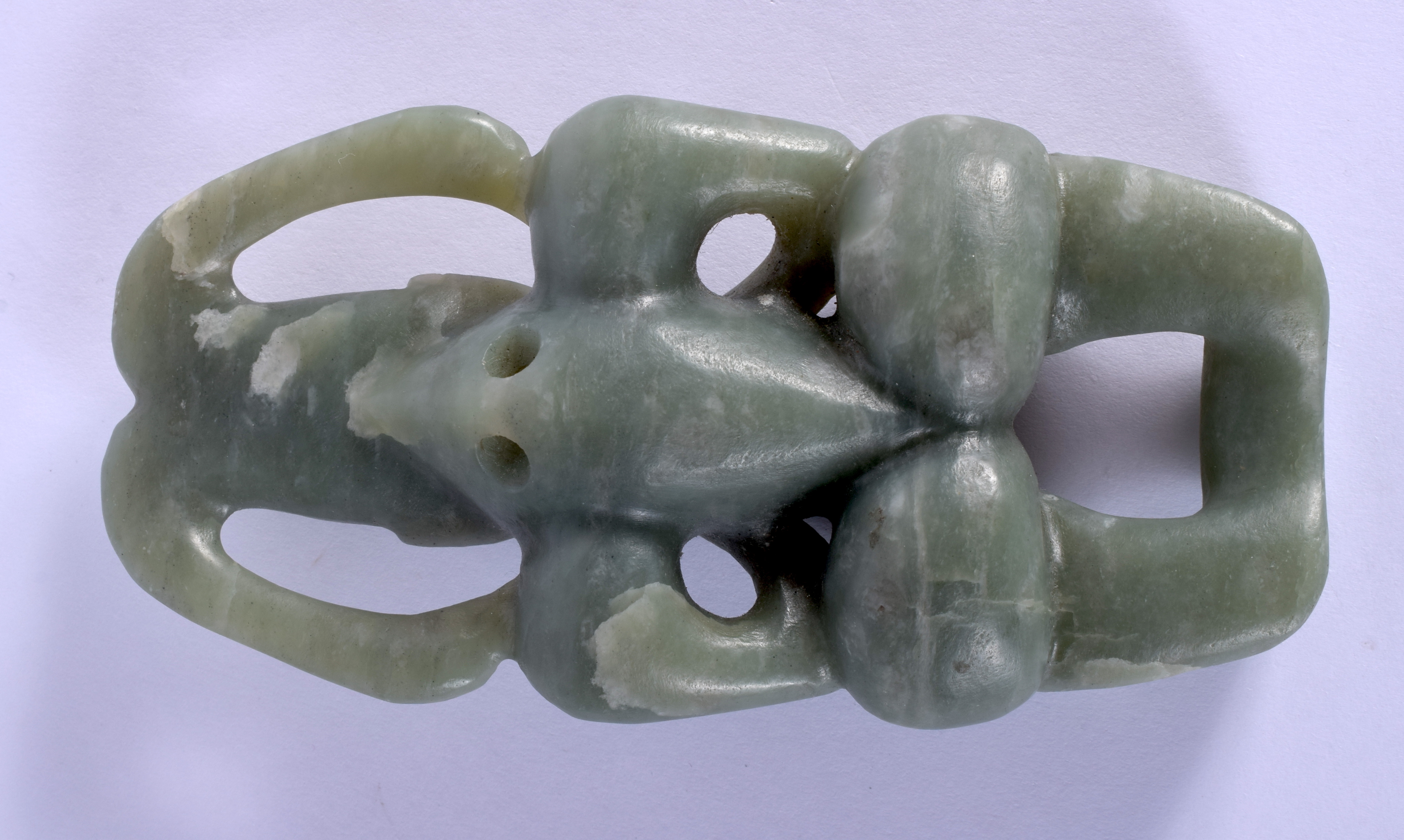 A CHINESE CARVED HONGSHAN CULTURE CARVED JADE FIGURE OF A SUN GOD possibly Neolithic period. 12 cm x - Image 2 of 11