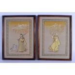 A PAIR OF EARLY 20TH CENTURY INDIAN PAINTED WATERCOLOURS. Image 27 cm x 20 cm.