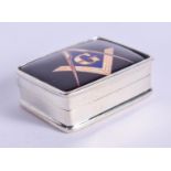 A MASONIC SILVER BOX. 3 cm x 2.75 cm.