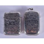 TWO ANTIQUE ENGLISH SILVER VESTA CASES. 42 grams. (2)