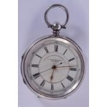 AN ANTIQUE SILVER S WOLFENDER OF BRIGHTON POCKET WATCH. 5.5 cm diameter.