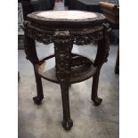 A LARGE 19TH CENTURY CHINESE MARBLE INSET HARDWOOD TABLE Qing. 80 cm x 46 cm.