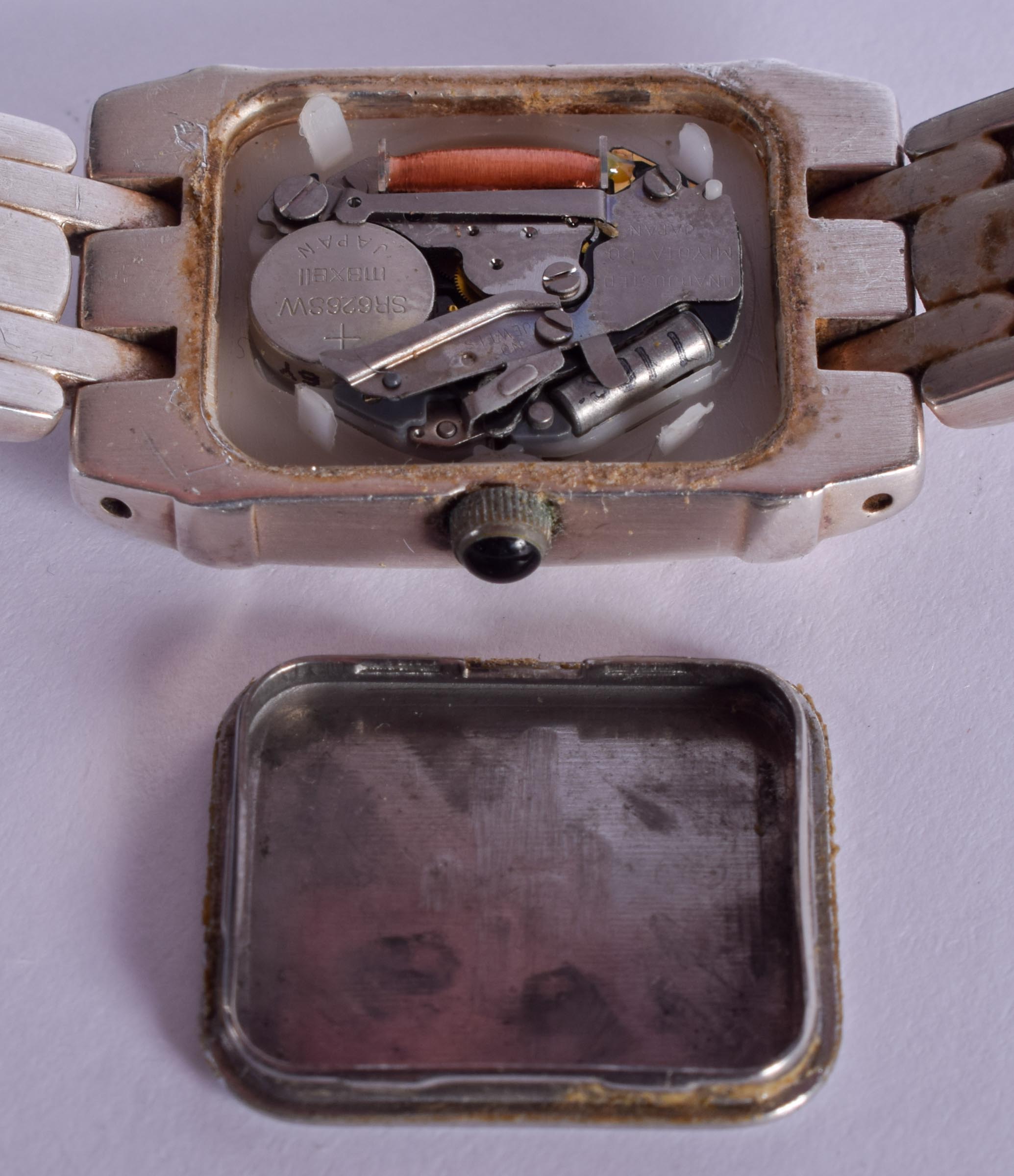 A CARTIER STYLE VOGANIA STEEL WRISTWATCH. Dial 1.5 cm x 1.5 cm. - Image 3 of 3