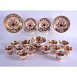 Early 19th c. Spode part tea service painted in imari pattern 1495, consisting of six trios, a bowl