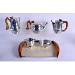 A VINTAGE PICQUOT FIVE CHROME TEASET. Tray 34 cm x 24 cm. (6)