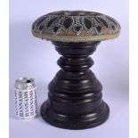 AN ANTIQUE BEAD WORK STOOL. 33 cm x 16 cm.