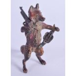 A COLD PAINTED BRONZE FOX. 5.5 cm x 2.5 cm.