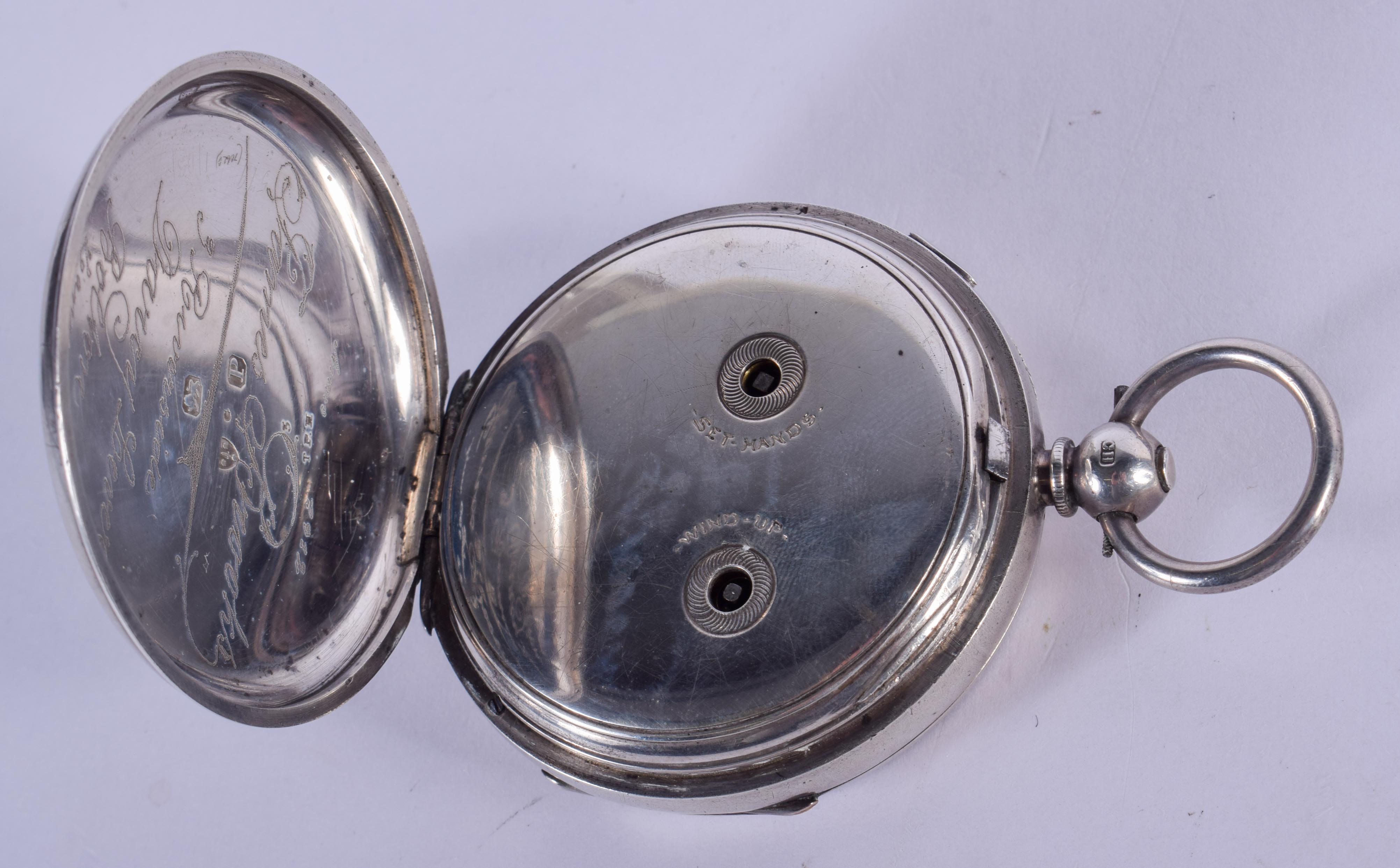 AN ANTIQUE SILVER S WOLFENDER OF BRIGHTON POCKET WATCH. 5.5 cm diameter. - Image 3 of 5