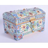 A CONTINENTAL SILVER AND ENAMEL JEWELLED CASKET. 524 grams. 12 cm x 8 cm .