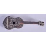 AN ANTIQUE CONTINENTAL SILVER GUITAR. 33 grams. 9 cm long.