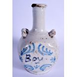 AN 18TH/19TH CENTURY DELFT FAIENCE TIN GLAZED BOTTLE. 21 cm x 9 cm.