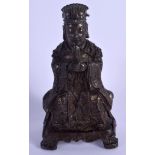 A GOOD 16TH/17TH CENTURY CHINESE BRONZE FIGURE OF A DAOIST IMMORTAL Ming, depicting Wen Chang Wang.