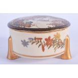 A 19TH CENTURY JAPANESE MEIJI PERIOD SATSUMA BOX AND COVER painted with birds and hanging wisteria.