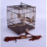 AN UNUSUAL EARLY 20TH CENTURY CHINESE BAMBOO BONE AND TORTOISESHELL BIRD CAGE. 23 cm x 18 cm.