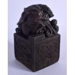 A LARGE CHINESE BRONZE DRAGON SEAL 20th Century. 14 cm x 8.5 cm.