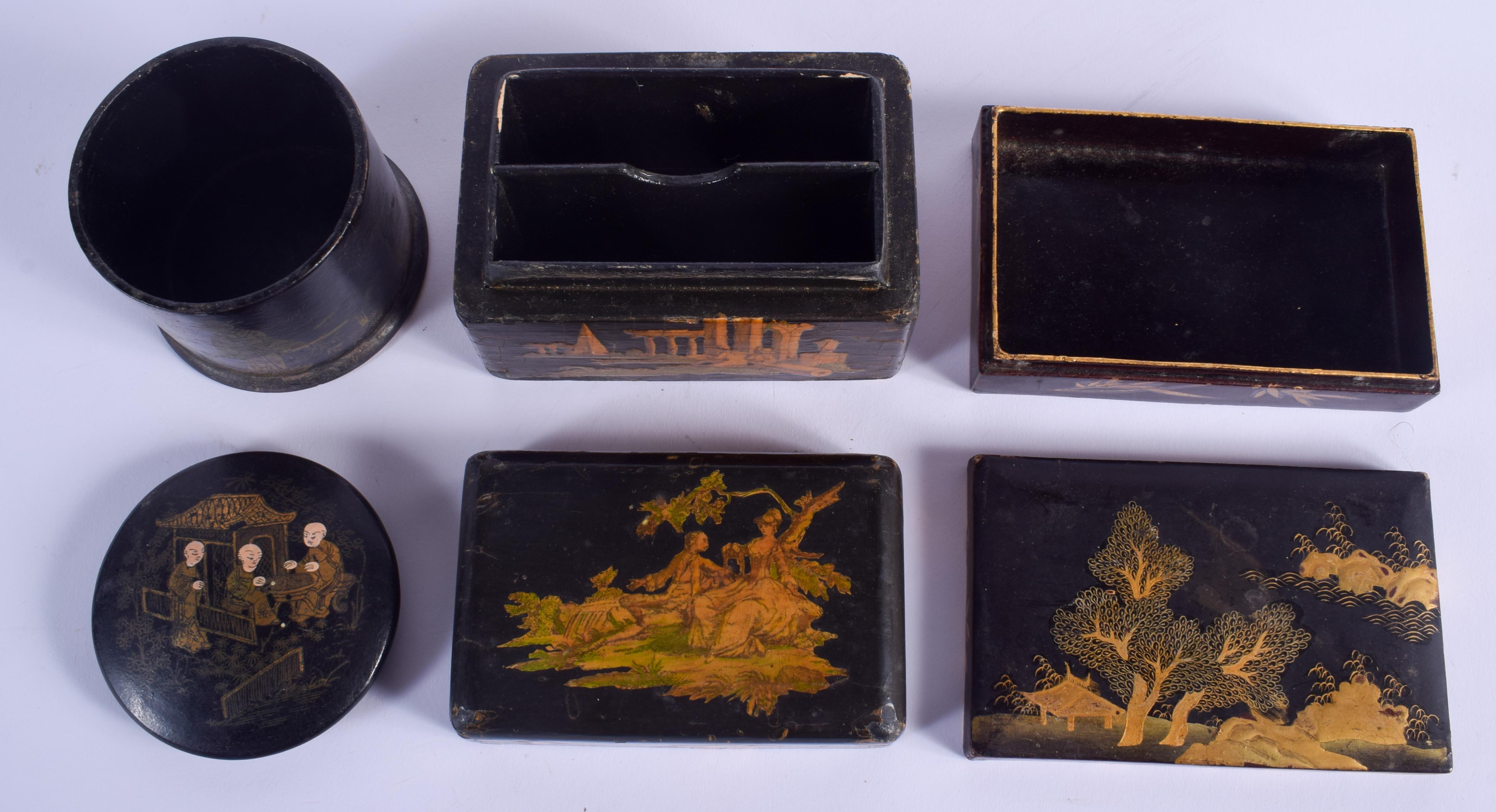 THREE ANTIQUE JAPANESE EXPORT BOXES. Largest 10 cm x 7 cm. (3) - Image 3 of 4