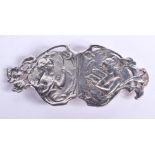 AN ART NOUVEAU WHITE METAL BROOCH. 43 grams. 9 cm x 5 cm.