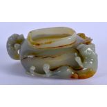 AN EARLY 20TH CENTURY CHINESE MUTTON JADE BRUSH WASHER. 7 cm x 4 cm.