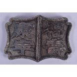 A 19TH CENTURY CHINESE EXPORT SILVER BUCKLE. 39 grams. 10 cm x 6 cm.