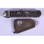 TWO VINTAGE SILVER CIGAR CUTTERS. (2)