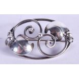 A STYLISH DANISH JOHN LAURITZEN SILVER BROOCH. 4.5 cm x 2.75 cm.