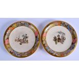 A PAIR OF 19TH CENTURY JAPANESE MEIJI PERIOD SATSUMA PLATES in the manner of Kinkozan. 20.5 cm diame