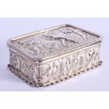 A STYLISH ENGLISH CHESTER SILVER DANCING FEMALE SNUFF BOX. 67 grams. 6.5 cm x 5.5 cm.