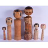 SIX JAPANESE KOKESHI DOLLS. Largest 40 cm high. (6)