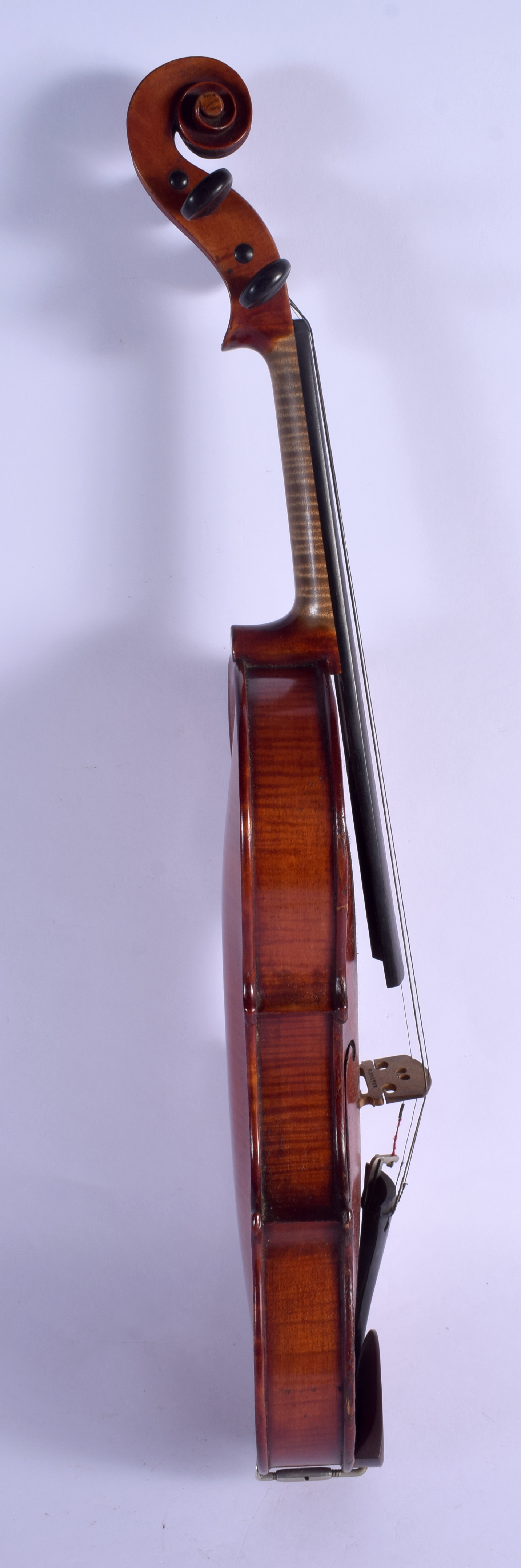 A CASED TWO PIECE BACK VIOLIN with bow. 56 cm long. (2) - Image 5 of 12