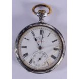 A VINTAGE SILVER NIELLO CASED HUNTING POCKET WATCH. 4.25 cm diameter.