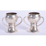 A PAIR OF ART NOUVEAU SILVER SALTS. London 1905. 5 cm x 4 cm.