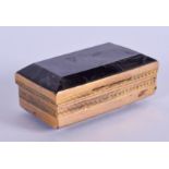 AN ANTIQUE CONTINENTAL STONE BOX. 6 cm x 3.5 cm.