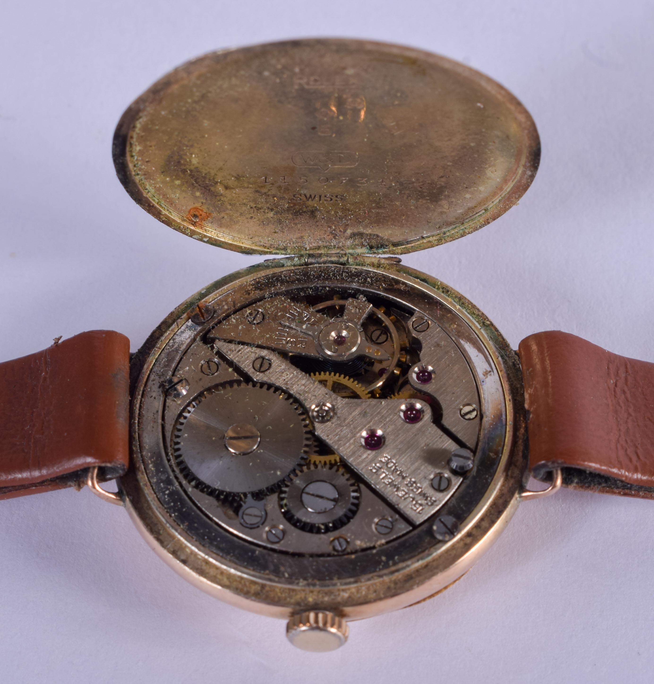 A VINTAGE 9CT GOLD ROLEX HALF HUNTER LADIES WRISTWATCH. 2.75 cm diameter. - Image 3 of 3