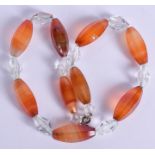 A CRYSTAL AND AGATE NECKLACE. 42 cm long.