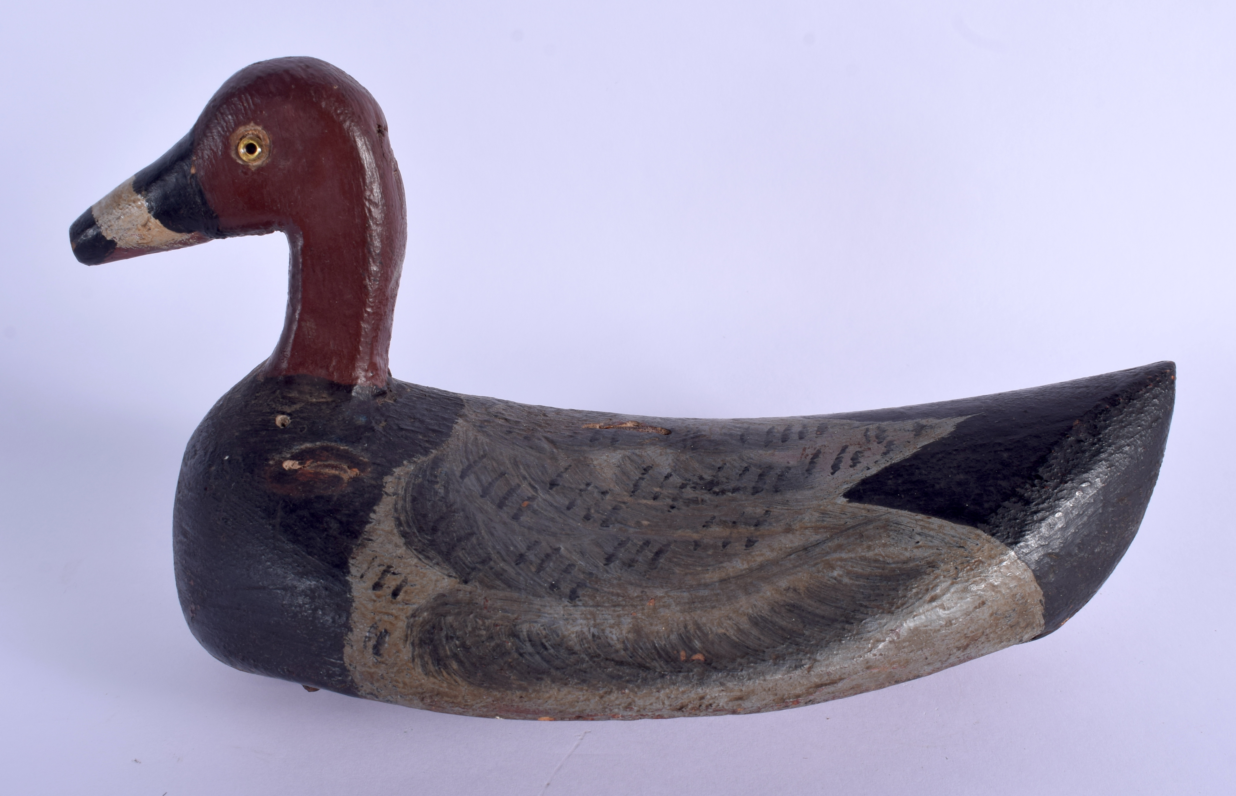 A VINTAGE PAINTED DECOY DUCK. 20 cm x 12 cm. - Image 2 of 4