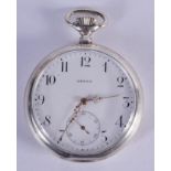 A SILVER LONGINES POCKET WATCH. 5.25 cm diameter.