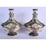 Royal Worcester pair of vases decorated in Art Nouveau style jewels and bird’s heads date code for 1