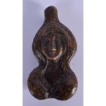 A CONTEMPORARY CONTINENTAL BRONZE GENITAL PORTRAIT PAPER WEIGHT. 11 cm x 6 cm.