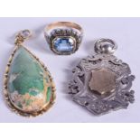 AN UNUSUAL ANTIQUE JADE PENDANT and two others. (3)
