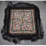 A FINELY EMBROIDERED CHINESE CLOTH. 128 cm square.