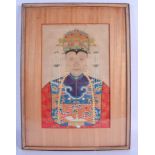 AN ANTIQUE CHINESE PAINTED AND PRINTED ANCESTRAL PORTRAIT. Image 28 cm x 15 cm.