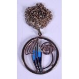 A SCOTTISH SILVER MACKINTOSH COLLECTION ENAMELLED NECKLACE. 7 grams. 3 cm wide.
