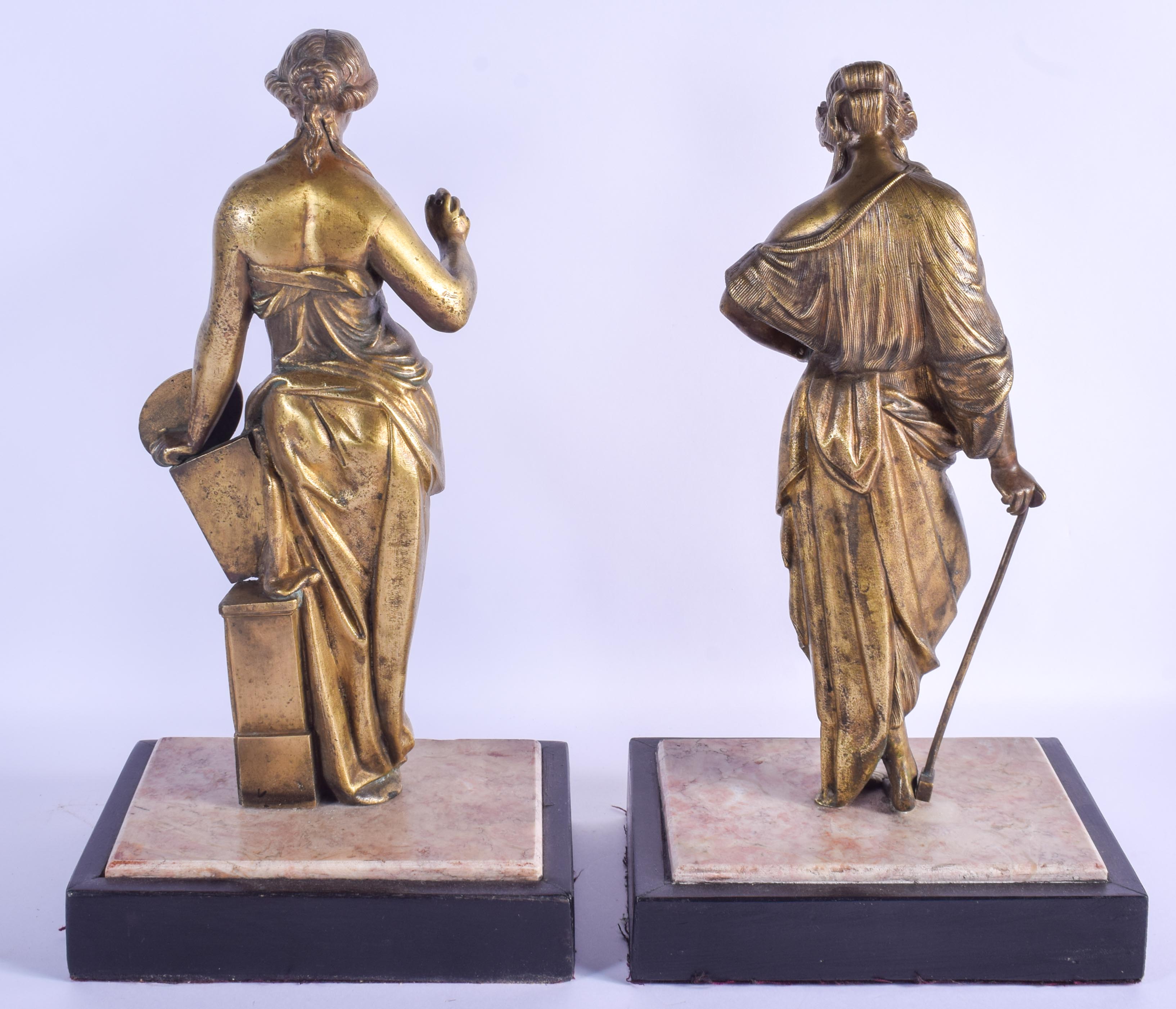 A LARGE PAIR OF 19TH CENTURY EUROPEAN GRAND TOUR BRONZE FIGURES modelled as standing females upon ma - Image 2 of 2