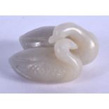 A CHINESE CARVED JADE FIGURE OF DUCKS 20th Century. 4 cm x 2.5 cm.