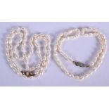 TWO VINTAGE PEARL NECKLACES. Largest 66 cm long. (2)